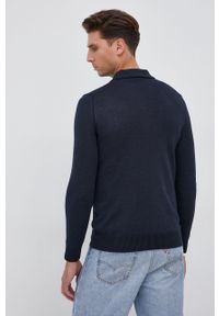 Sisley Sweter z domieszką wełny męski kolor granatowy. Okazja: na co dzień. Kolor: niebieski. Materiał: wełna. Długość rękawa: długi rękaw. Długość: krótkie. Styl: casual #4
