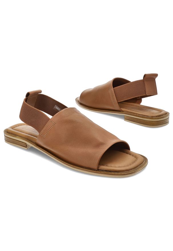 Brązowe Sandały Artiker Płaskie Obuwie Damskie. Zapięcie: pasek. Kolor: brązowy. Materiał: skóra, materiał. Sezon: lato