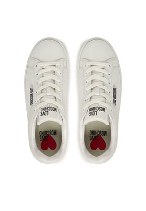 Love Moschino - LOVE MOSCHINO Sneakersy JA15335G0NIEC10A Biały. Kolor: biały. Materiał: skóra