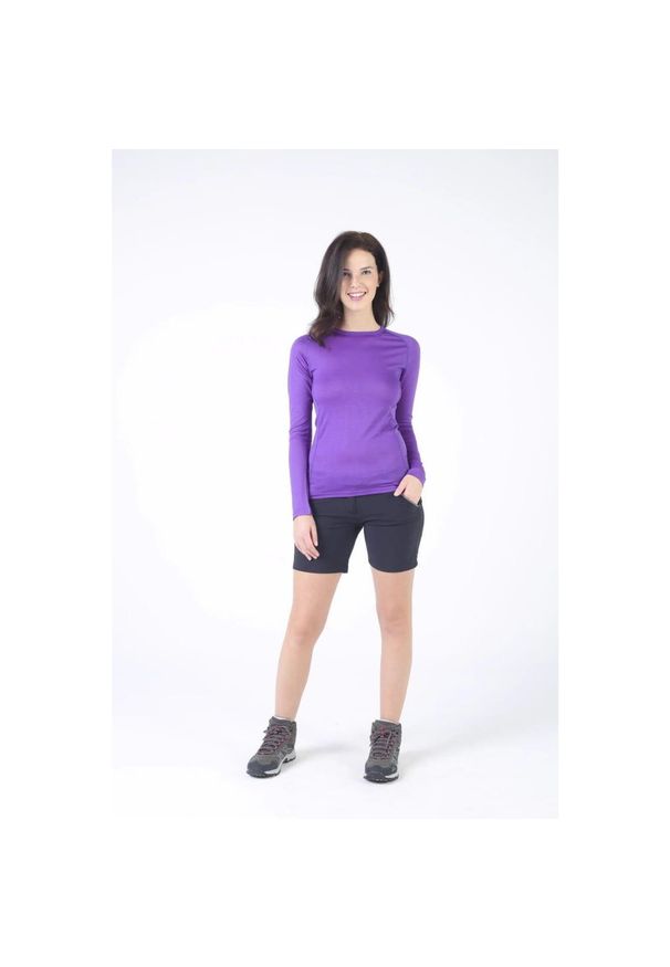 WOOLONA - Kona - Cienka Koszula z Długim Rękawem (100% Wełny Merino). Kolor: fioletowy. Materiał: wełna. Długość rękawa: długi rękaw. Długość: długie. Sport: turystyka piesza
