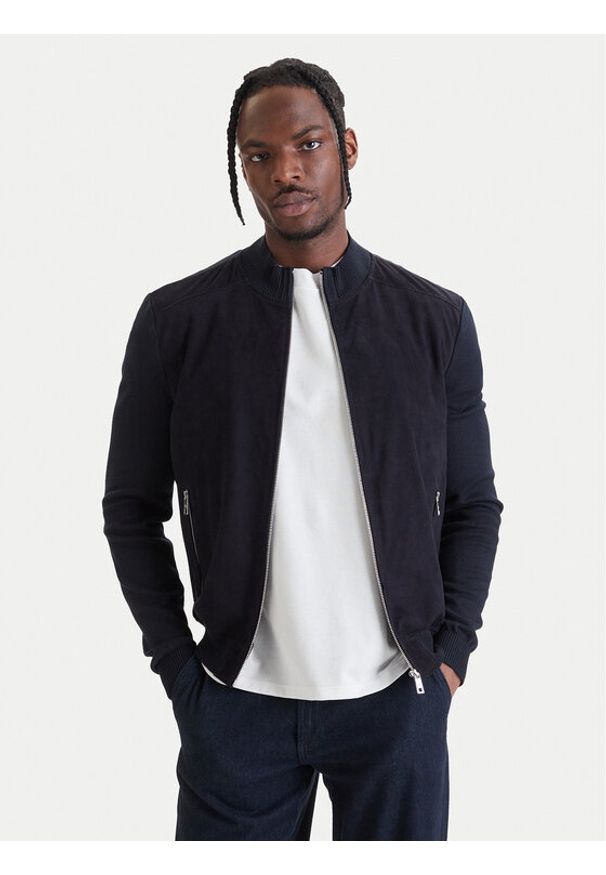 Milestone Kurtka bomber 61163860755 Granatowy Slim Fit. Kolor: niebieski. Materiał: bawełna