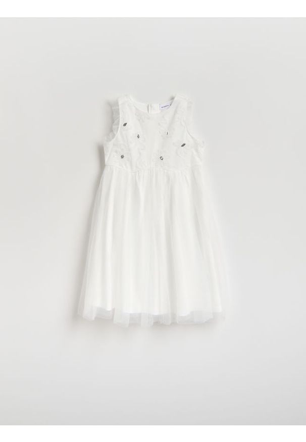 Reserved - Tiulowa sukienka z cekinami - złamana biel. Materiał: tiul