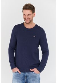Tommy Jeans - TOMMY JEANS Granatowy męski sweter, Rozmiar L. Kolor: niebieski