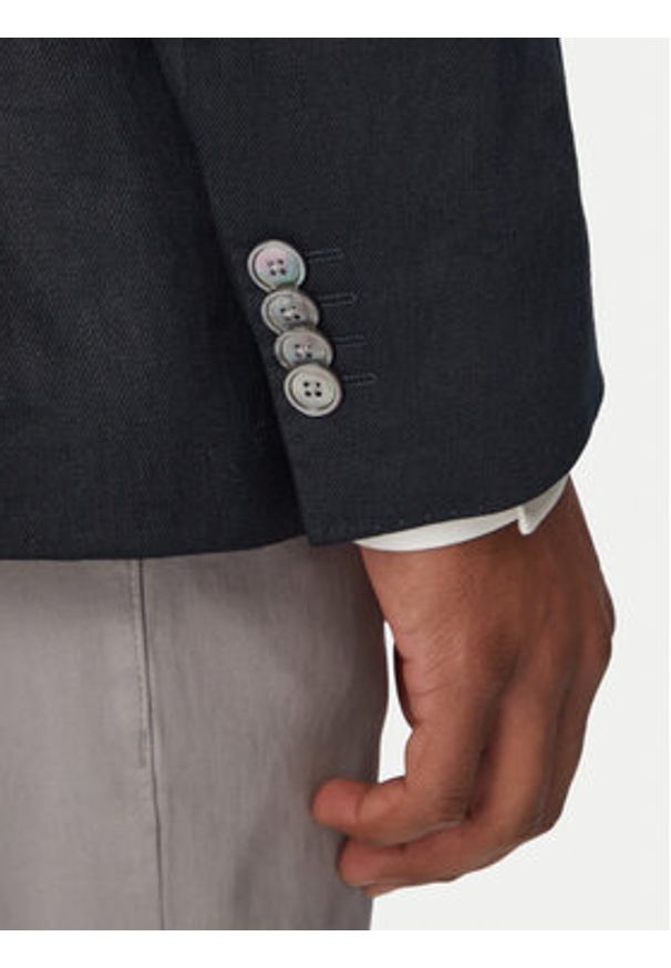 BOSS Marynarka Hutson Peak 262 50561857 Niebieski Slim Fit. Kolor: niebieski. Materiał: len