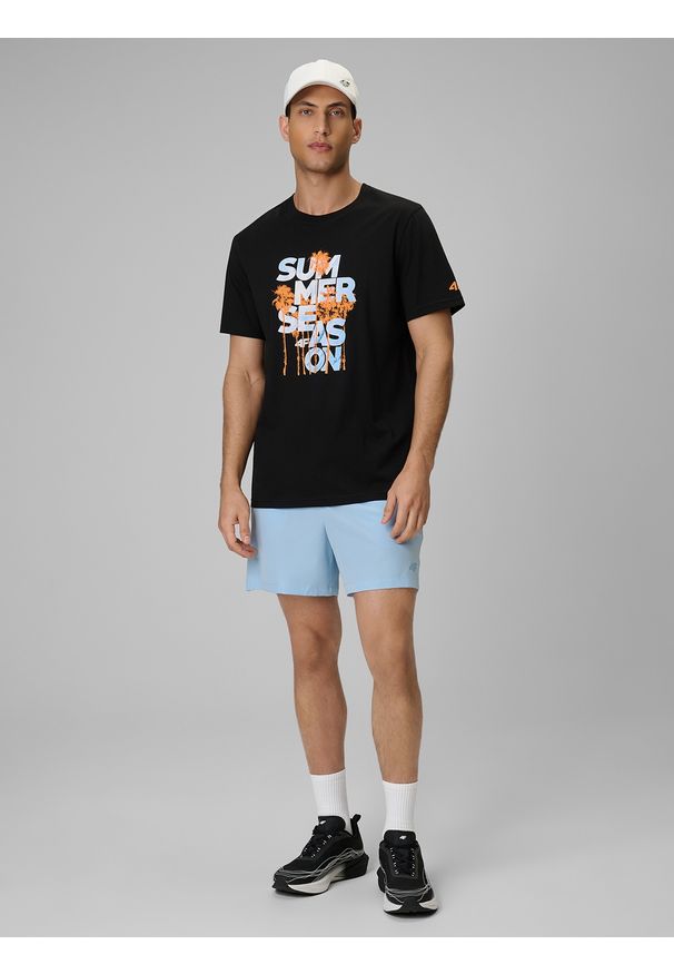 4f - 4F T-shirt oversize z nadrukiem męski - czarny 3XL. Okazja: na co dzień. Kolor: czarny. Materiał: jersey, bawełna, materiał, dzianina. Wzór: nadruk. Styl: klasyczny, wakacyjny, elegancki, casual, sportowy
