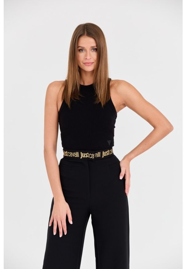 Just Cavalli - JUST CAVALLI Czarne spodnie HW. Kolor: czarny