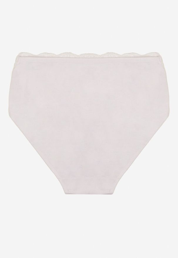 Born2be - Białe Bawełniane Majtki Figi z Koronkowymi Zdobieniami Idissa. Kolekcja: plus size. Kolor: biały. Materiał: koronka, bawełna. Wzór: aplikacja
