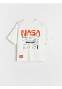 Reserved - T-shirt oversize NASA - złamana biel. Materiał: bawełna, dzianina #1