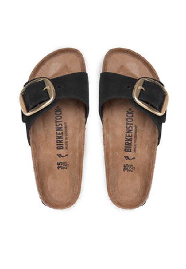Birkenstock Klapki Madrid Big Buckle 1023373 Czarny. Kolor: czarny. Materiał: skóra, nubuk