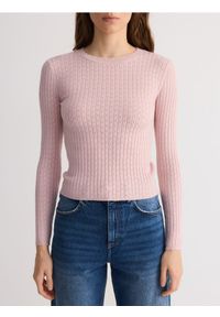 Reserved - Bluzka w prążek - pastelowy róż. Kolor: różowy. Materiał: prążkowany, dzianina. Wzór: prążki #1