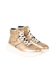 Geox Sneakersy "D Macaone B" | D04HZB000CF | Kobieta | Złoty. Nosek buta: okrągły. Kolor: złoty. Materiał: skóra ekologiczna
