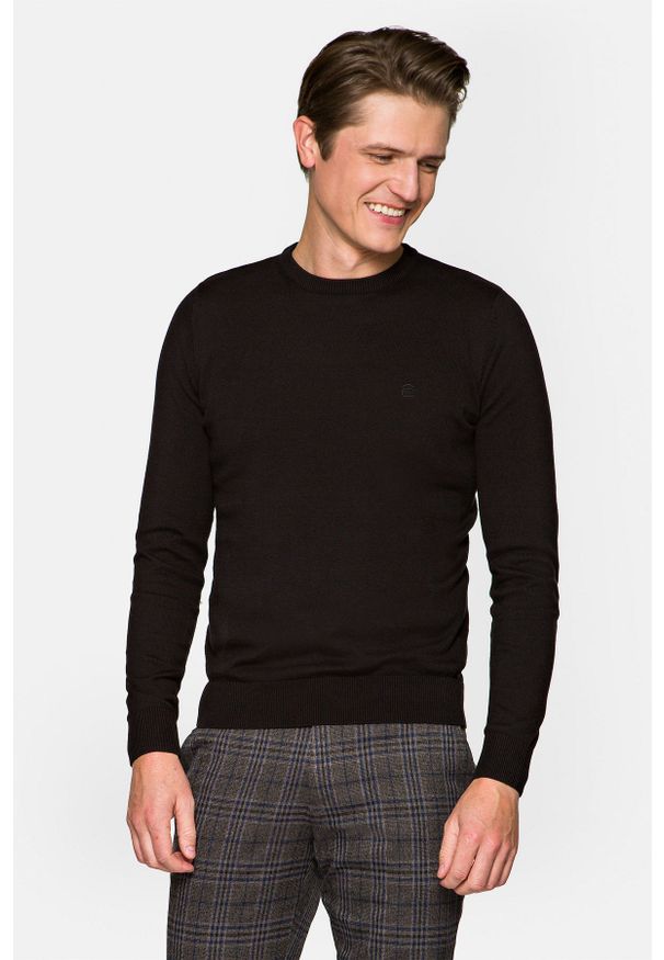 Lancerto - Sweter Czarny Bawełniany Keegan. Kolor: czarny. Materiał: bawełna