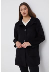 Lauren Ralph Lauren Płaszcz wełniany kolor czarny przejściowy. Okazja: na co dzień. Kolor: czarny. Materiał: wełna. Wzór: gładki. Styl: casual