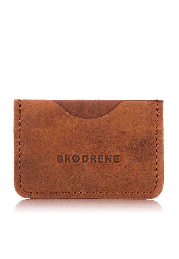 BRODRENE - Etui na Karty i Wizytówki Brødrene E01 Jasny Brąz. Kolor: brązowy. Materiał: skóra