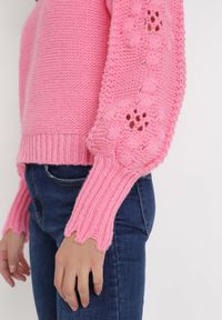 Born2be - Różowy Sweter Cesas. Kolor: różowy. Długość: długie. Wzór: aplikacja. Styl: klasyczny #6