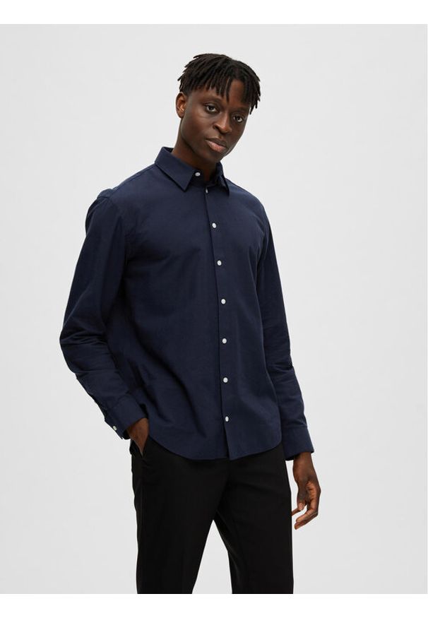 Selected Homme Koszula 16079052 Granatowy Regular Fit. Kolor: niebieski. Materiał: bawełna