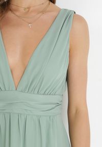 Born2be - Miętowa Rozkloszowana Sukienka na Ramiączkach Seraphineme. Kolor: miętowy. Długość rękawa: na ramiączkach. Styl: elegancki #2
