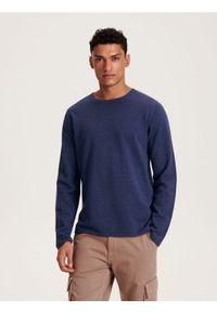 Reserved - Bawełniany sweter - niebieski. Kolor: niebieski. Materiał: bawełna #1