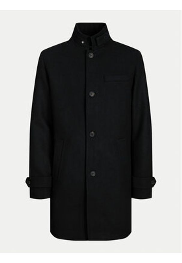 Jack & Jones Płaszcz wełniany Melton 12258672 Czarny Regular Fit. Kolor: czarny. Materiał: wełna, syntetyk