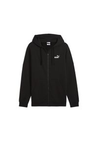 Puma - Męska rozpinana bluza z kapturem Essentials z logo No. 1 PUMA. Typ kołnierza: kaptur. Kolor: czarny. Wzór: haft. Sport: bieganie