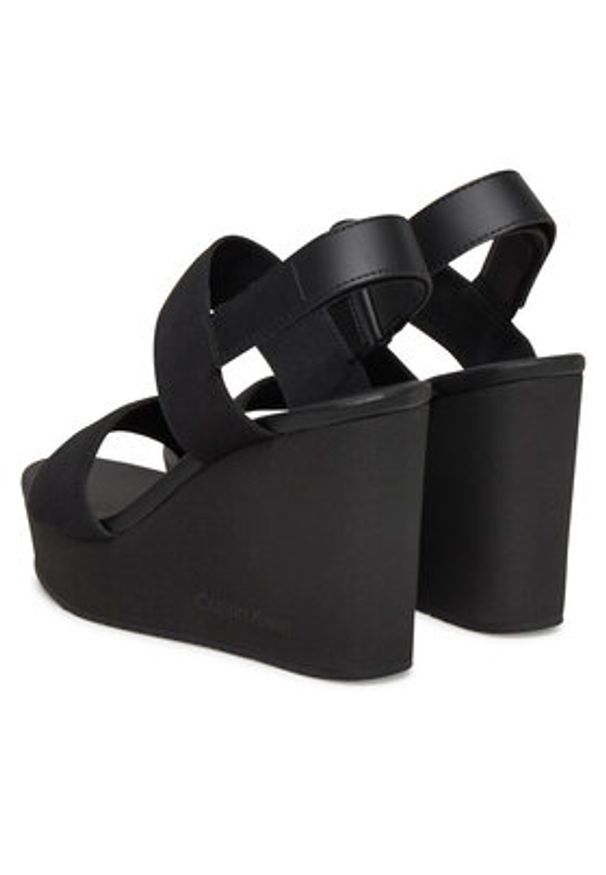 Calvin Klein Jeans Sandały Wedge Sandal Webbing In YW0YW01790 Czarny. Kolor: czarny. Materiał: materiał