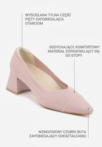 Born2be - Różowe Dzianinowe Czółenka VICES na Niskim Słupku z Miękkim Zapiętkiem i Wkładką Soft-Step Kaleana. Okazja: na spotkanie biznesowe, na co dzień. Kolor: różowy. Materiał: dzianina. Obcas: na słupku. Styl: elegancki, biznesowy, klasyczny, casual #2