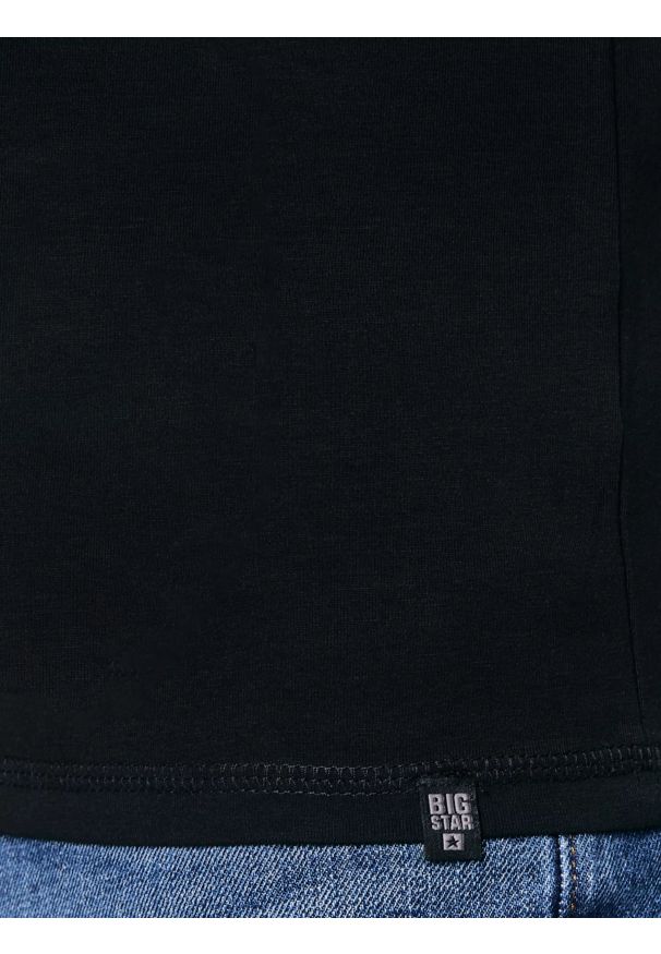 Big-Star - Koszulka męska slim v-neck z bawełny supima czarna Supiclassicov 906. Kolor: czarny. Materiał: bawełna. Długość: długie. Styl: klasyczny