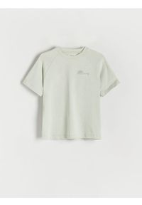 Reserved - T-shirt oversize - jasnozielony. Kolor: zielony. Materiał: dzianina, bawełna
