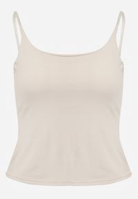 Renee - Beżowy Top z Wiskozy na Podwójnych Ramiączkach Indrea. Okazja: na co dzień. Kolor: beżowy. Materiał: wiskoza. Długość rękawa: na ramiączkach. Styl: casual, klasyczny #3