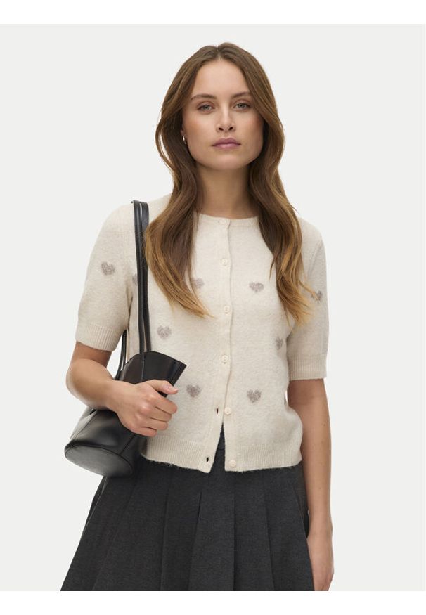 Vero Moda Kardigan Doffy 10330795 Beżowy Regular Fit. Kolor: beżowy. Materiał: syntetyk