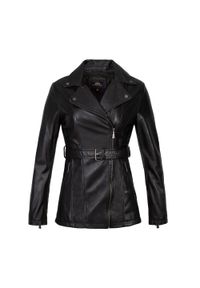 Wittchen - Damska kurtka skórzana z paskiem czarna. Kolor: czarny. Materiał: skóra. Sezon: wiosna, jesień. Styl: klasyczny, elegancki #7
