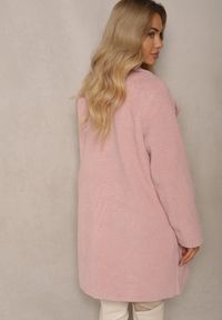 Renee - Różowy Płaszcz z Futerkiem na Napy z Kieszeniami Porttiana. Okazja: na co dzień. Kolor: różowy. Materiał: futro. Styl: casual #4