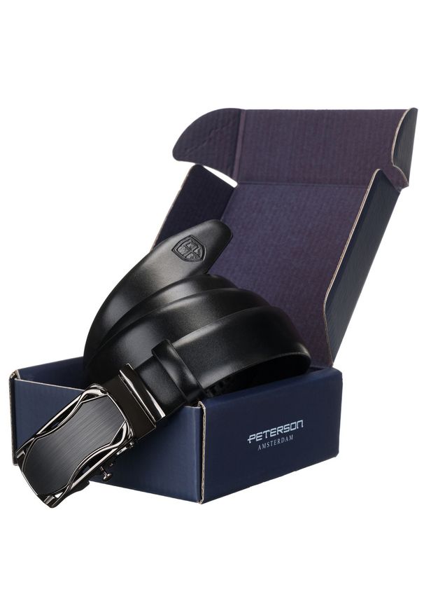 Pasek męski Peterson PTN 2773362 czarny. Kolor: czarny. Materiał: skóra. Styl: elegancki, casual