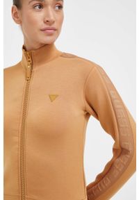 Guess bluza damska kolor brązowy gładka. Okazja: na co dzień. Kolor: brązowy. Materiał: materiał, wiskoza. Wzór: gładki. Styl: casual #5