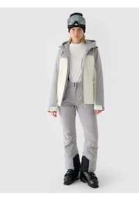 4f - 4F Kurtka narciarska membrana 5000 damska - szara L. Okazja: na co dzień. Typ kołnierza: kaptur. Kolor: szary. Materiał: materiał, puch, poliester, syntetyk. Długość: długie. Sezon: zima. Styl: sportowy, klasyczny, casual #2