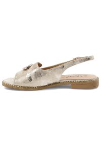 Sandały damskie S.Barski, cholewka ze skóry ekologicznej na płaskiej podeszwie, złote, KV61-6040. Kolor: złoty. Materiał: skóra ekologiczna. Obcas: na płaskiej podeszwie #3