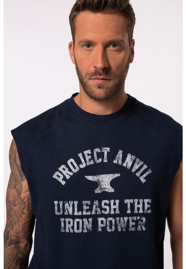 JAY-PI - Męska Bluza Iron Anvil fitness oversize szybkoschnąca do roz. 7 XL. Kolekcja: plus size. Kolor: niebieski. Materiał: materiał, poliester, bawełna. Sport: fitness