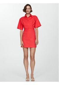 mango - Mango Sukienka koszulowa Cirilia 67087124 Czerwony Regular Fit. Kolor: czerwony. Materiał: bawełna, lyocell. Typ sukienki: koszulowe #6