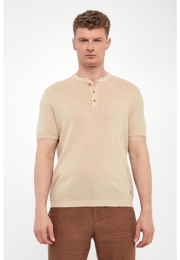 Liu Jo - T-shirt męski z lnem LIU JO. Materiał: len