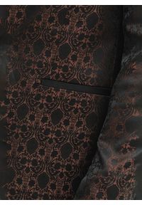 Pako Lorente - PAKO LORENTE – Brązowa żakardowa marynarka smokingowa. Okazja: na sylwestra, na studniówkę, na ślub cywilny, na wesele. Kolor: brązowy, czarny. Materiał: żakard #7