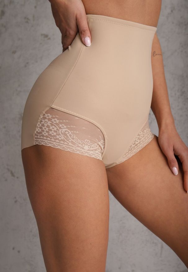Renee - Beżowe Majtki Modelujące High Waist Emiree. Stan: podwyższony. Kolor: beżowy