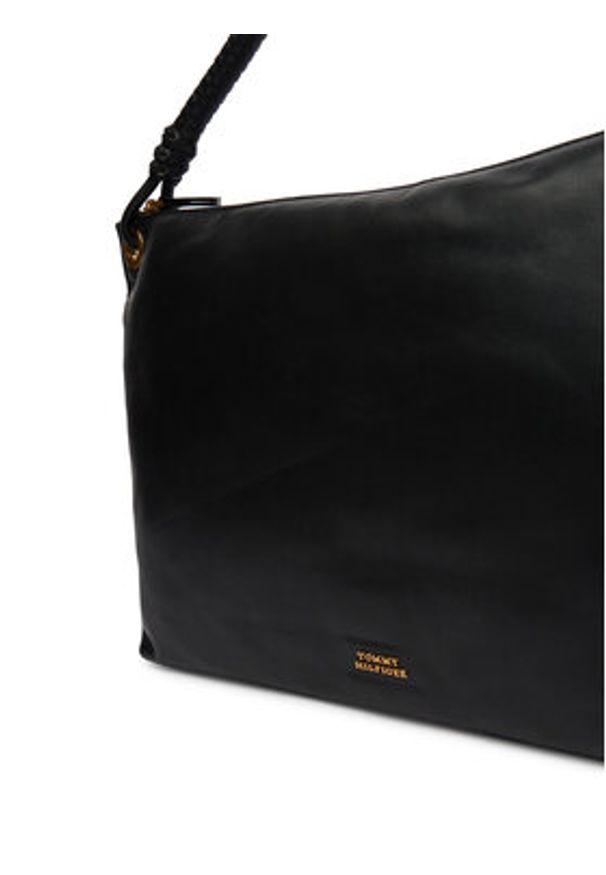 TOMMY HILFIGER - Tommy Hilfiger Torebka Th Statement Leather Bag AW0AW18621 Czarny. Kolor: czarny. Materiał: skórzane