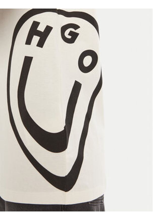 Hugo - HUGO T-Shirt Vintage 50545053 Écru Loose Fit. Materiał: bawełna. Styl: vintage