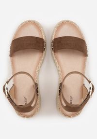 Born2be - Brązowe Sandały VICES na Grubej Podeszwie z Plecionki z Paskiem z Klamerką Jakelise. Okazja: na co dzień. Zapięcie: pasek. Kolor: brązowy. Materiał: len. Sezon: wiosna, lato. Styl: casual #4