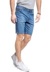 Wrangler - WRANGLER SZORTY MĘSKIE TEXAS SHORT LITE BLUE W11CQ187W 112126019. Materiał: poliester, jeans, materiał, bawełna, denim, elastan. Długość: krótkie. Sezon: jesień, wiosna. Styl: klasyczny #5