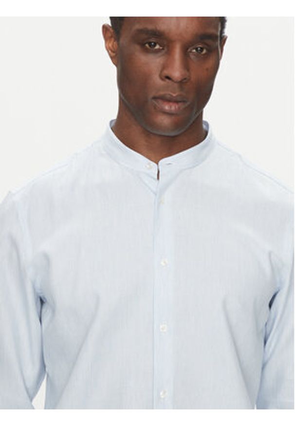 BOSS Koszula H-HANK-standup-214 50539233 Błękitny Slim Fit. Kolor: niebieski. Materiał: len, lyocell