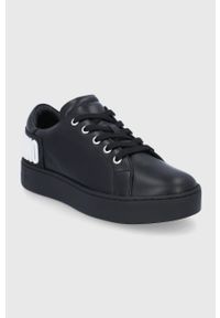 Love Moschino Buty skórzane kolor czarny na platformie. Nosek buta: okrągły. Zapięcie: sznurówki. Kolor: czarny. Materiał: skóra. Obcas: na platformie #2