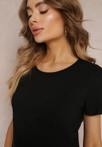 Renee - Czarny Bawełniany T-shirt Melinthe. Okazja: na co dzień. Kolor: czarny. Materiał: bawełna. Długość rękawa: krótki rękaw. Długość: krótkie. Styl: casual #3
