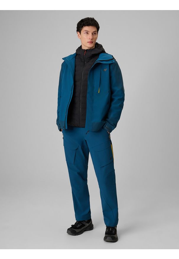 4f - 4F Kurtka trekkingowa membrana 8000 męska - granatowa XXL. Kolor: niebieski. Materiał: materiał. Długość: długie. Sport: turystyka piesza