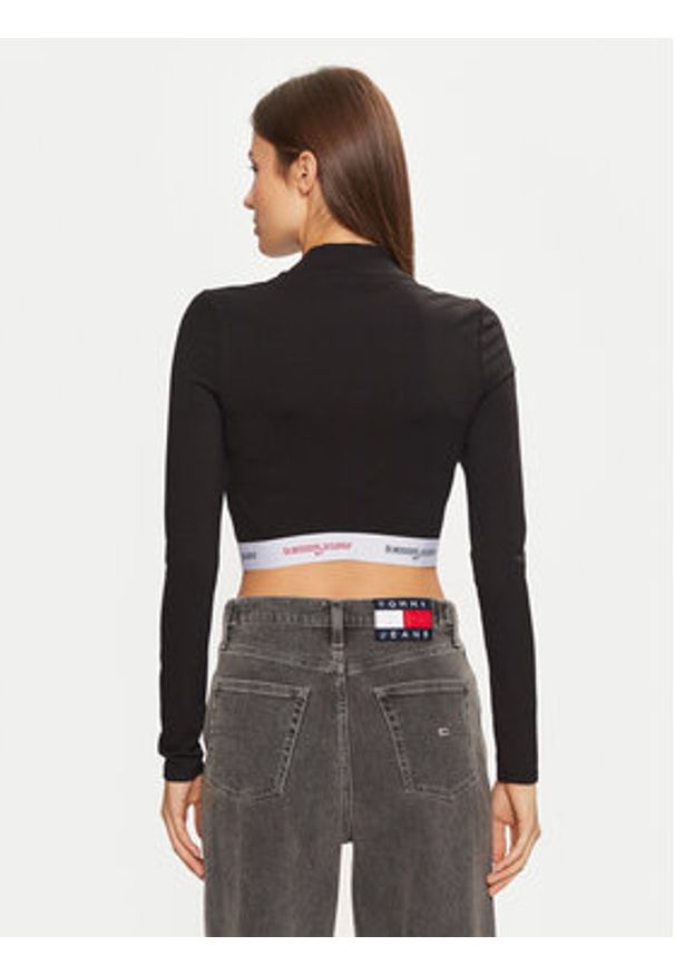 Tommy Jeans Bluzka DW0DW19510 Czarny Slim Fit. Kolor: czarny. Materiał: syntetyk, wiskoza